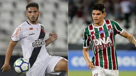 montagem do Ayrton Lucas, do Flu, com o Andrey, do Vasco