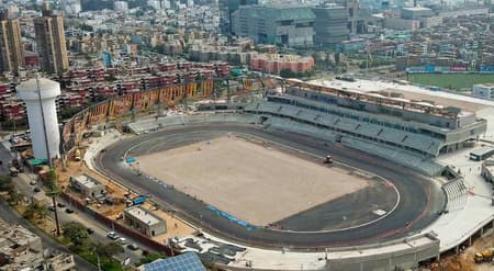 Obras no Estádio de atletismo na Villa Deportiva Nacional Videna, com capacidade para 10 mil pessoas (Crédito: Divulgação)