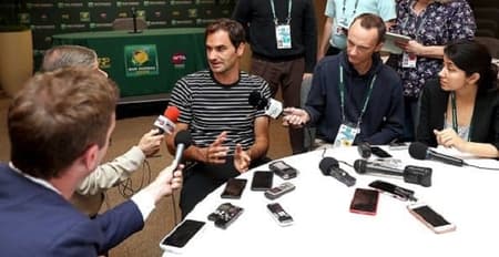 Roger Federer em entrevista coletiva em Indian Wells
