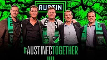 (esq. a dir.) Marius Haas, Matthew McConaughey, Anthony Precourt, Eddie Margain e Bryan Sheffield