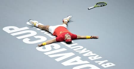 Rafael Nadal comemora o título na Copa Davis
