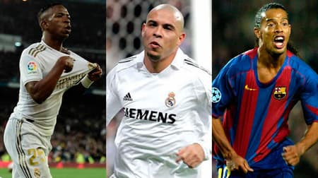 Montagem - Vinicius Jr, Ronaldo e Ronaldinho