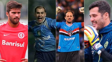 Montagem Goleiros - Alisson, Marcos, Rogério Ceni e Julio Cesar