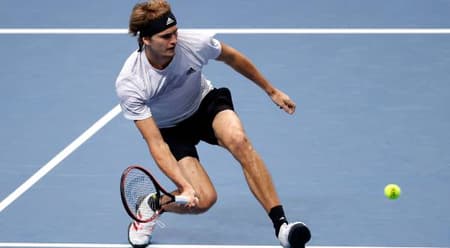 Alexander Zverev em ação no Finals contra Diego Schwartzman