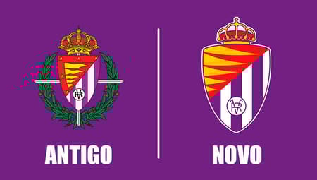Antes e depois: escudo do Real Valladolid