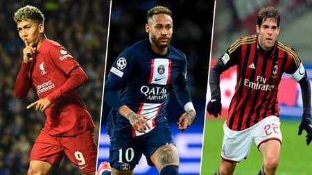 Roberto Firmino (Liverpool), Neymar (PSG) e Kaká (Milan)
