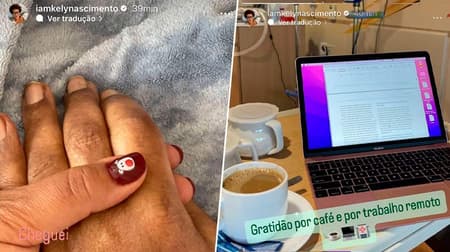 Filha segura a mão de Pelé no hospital...