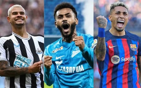 Montagem Bruno Guimarães, Wendel e Raphinha