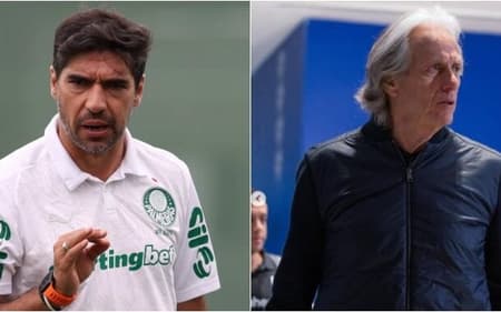 Abel Ferreira e Joge Jesus (Foto: Cesar Greco/Palmeiras/Reprodução)