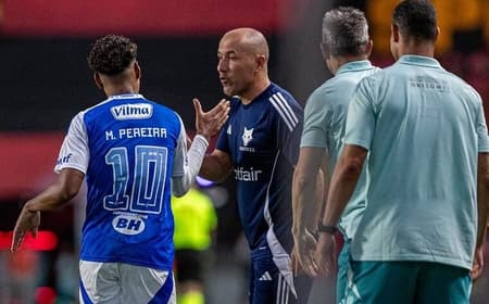 Técnico Leonardo Jardim cumprimenta Matheus Pereira, do Cruzeiro (Foto: Rafael Vieira/Cruzeiro)