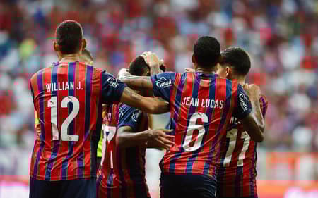 Jogadores do Bahia comemoram gol contra o Paysandu Foto: Letícia Martins / EC Bahia