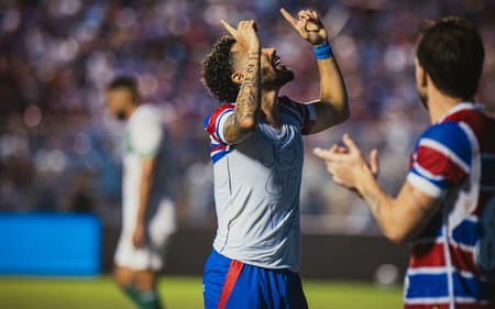 Calebe comemora gol do Fortaleza contra o Juventude, pelo Brasileirão (Foto: Mateus Lotif/Fortaleza EC)