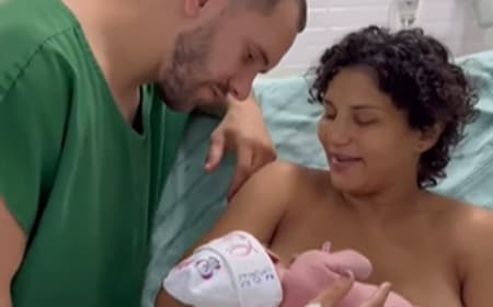 Sarah Menezes com marido e filha (foto: redes sociais Sarah Menezes)