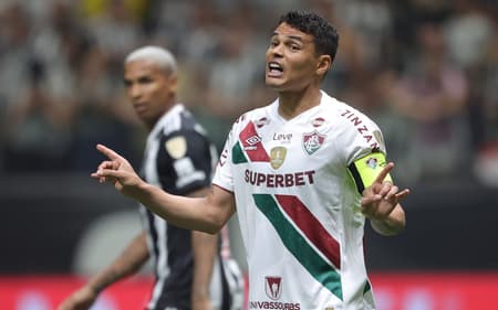 Thiago Silva jogador do Fluminense durante partida contra o Atletico-MG no estadio Arena MRV pelo campeonato Copa Libertadores 2024. Foto: Gilson Lobo/AGIF