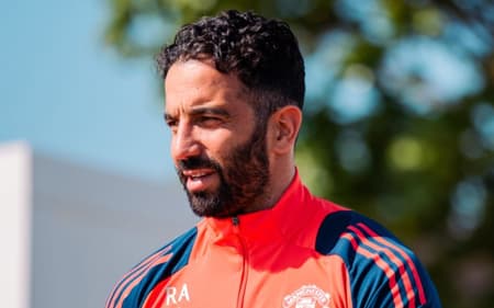 Rúben Amorim durante treinamento do Manchester United
