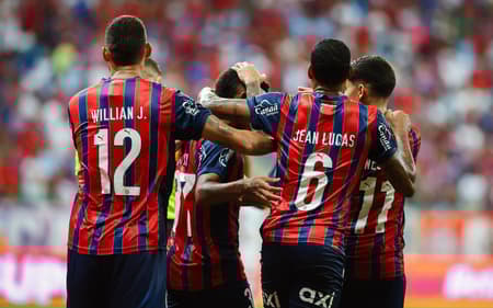 Jogadores do Bahia comemoram gol contra o Paysandu Foto: Letícia Martins / EC Bahia