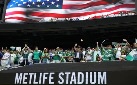 Torcida do Palmeiras contra o Porto na estreia do Mundial de Clubes (Foto: FRANCK FIFE / AFP)