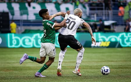 Estêvão e Barboza no último encontro de Palmeiras e Botafogo (Foto: Fabio Giannelli/AGIF)