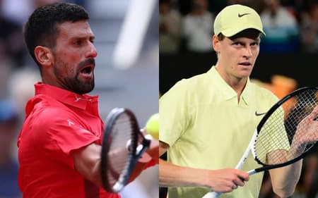 Djokovic e Sinner (Fotos: Yuichi Yamazaki e Anne-Christine Poujoulat/ AFP)
