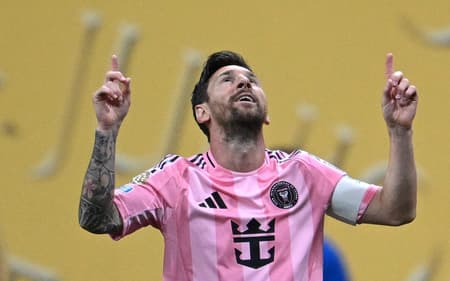 Messi comemora seu gol no jogo do Inter Miami contra o Porto pelo Mundial de Clubes