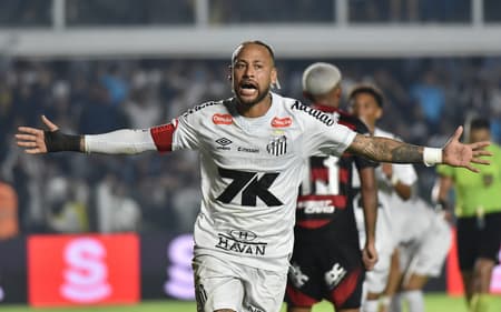 Neymar comemora gol em Santos x Flamengo