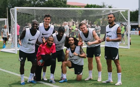 Elenco do Chelsea em treinamento em Miami às vésperas do jogo contra o Palmeiras, pelo Mundial