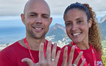Rodrigo Marques e Juliana Adão na Uphill Cristo Redentor (foto: Beto Noval/Divulgação)