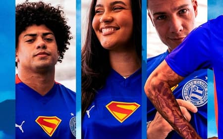 Foto de divulgação do novo uniforme do Bahia (Foto: divulgação / EC Bahia)