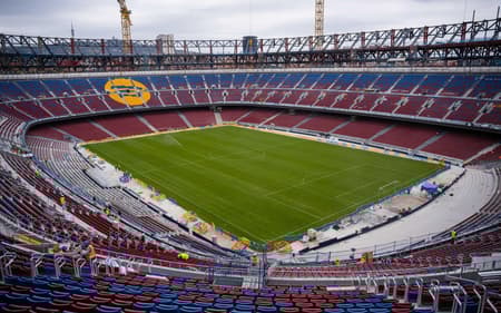 Estágio atual da reforma do Camp Nou Spotify (Foto: Reprodução/Barcelona)