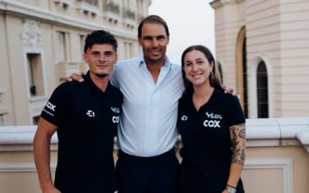 O ex-tenista espanhol e dois integrantes do Time Rafa (Divulgação)