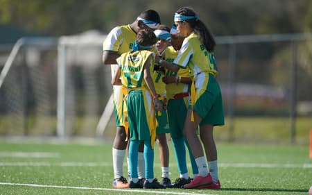 Team Brazil in the International NFL Flag Football Championship Tournament, Friday, Jan. 31, 2025 in Orlando, Fla. (Vera Nieuwenhuis/AP Images for the NFL)