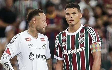 Neymar e Thiago Silva em Fluminense x Santos