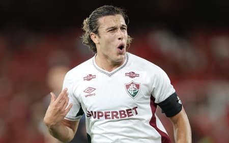 Canobbio comemora seu gol no jogo do Fluminense contra o América de Cali pela Sul-Americana (Foto: Marcelo Gonçalves / Fluminense F.C.)