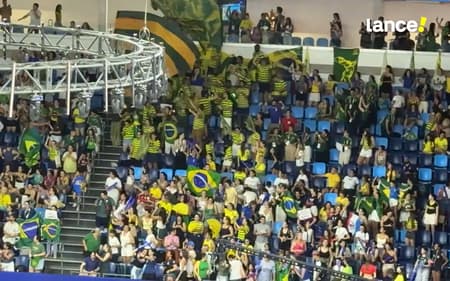 Reação da torcida no Mundial de Ginástica Rítmica (Foto: Kauhan Fiaux / Lance!)