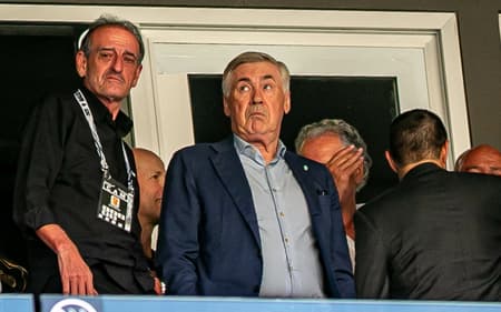 Carlo Ancelotti assiste a Atlético-MG x Grêmio, jogo do Brasileirão, na Arena MRV (Foto: Fernando Moreno/AGIF)