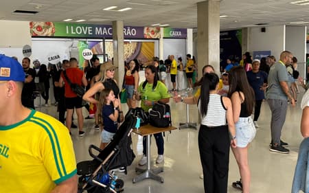 Espaço de alimentação no Mundial de Ginástica Rítmica de 2025 (Foto: Kauhan Fiaux / Lance!)