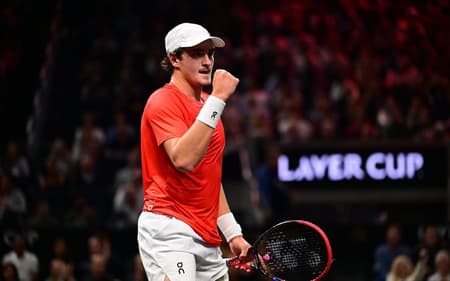 João Fonseca na vitória na estreia da Laver Cup (Divulgação)