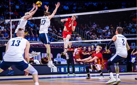 Partida Bélgica e Finlândia nas quartas de final do Mundial de Vôlei (Foto: VolleyBall World)