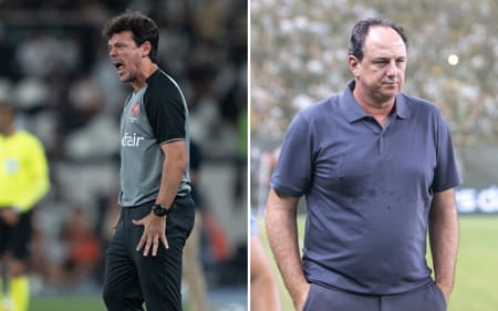 Fernando Diniz e Rogério Ceni se enfrentam em Vasco x Bahia (Fotos: Jorge Rodrigues/AGIF e Lucas Emanuel/AGIF)