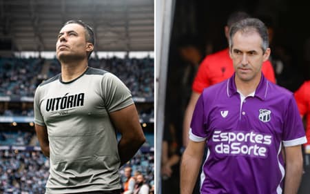 Jair Ventura e Léo Condé entram em ação no Barradão (Fotos: Victor Ferreira / EC Vitória e Lucas Emanuel/AGIF)