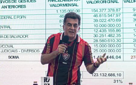 Fábio Mota faz balanço financeiro em entrevista no Barradão (Foto: Victor Ferreira / EC Vitória)
