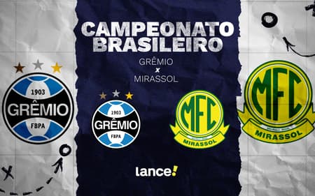 Grêmio x Mirassol. (Foto: Arte Lance!)