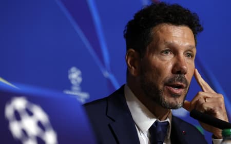Diego Simeone durante coletiva pelo Atlético de Madrid na Champions League