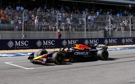 Red Bull Racing's Dutch driver Max Verstappen races during the United States Formula One Sprint at the Circuit of the Americas in Austin, Texas, on October 18, 2025. (Photo by John Locher / POOL / AFP)