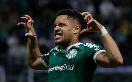 Vitor Roque, do Palmeiras, comemora gol contra o Santos (Foto: Adriana Spaccasassi Bianchi/MOCHILA PRESS)