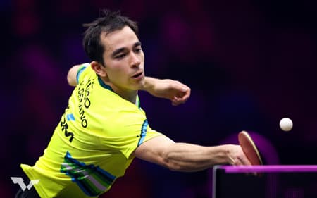 Hugo Calderano no WTT de Montpellier 2024 (Foto: World Table Tenis)