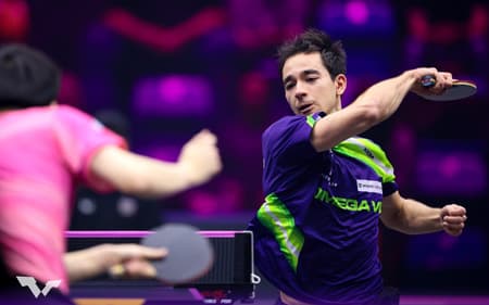 Hugo Calderano no WTT de Montpellier 2025 (Foto: World Table Tenis)
