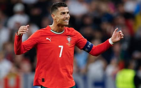 Cristiano Ronaldo comemora gol em Alemanha x Portugal pela Nations League (Foto: Alexandra Beier/AFP)
