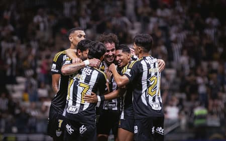 Atlético comemora gol diante do Bahia na Arena MRV (Foto: Alessandra Torres/ Gazeta Press)