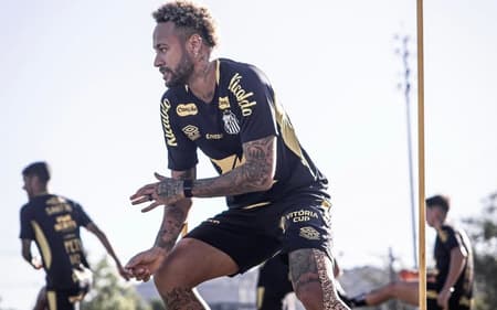 Neymar, atacante do Santos, durante treinamento